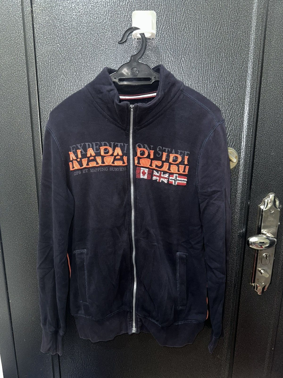 Vintage Napapijri Spell Out Embroidered Full Zip Jumper