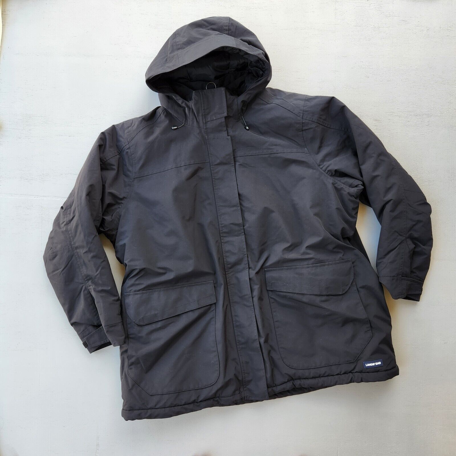 image of Lands' End Women Black Hooded Winter Squall Parka Size 1X