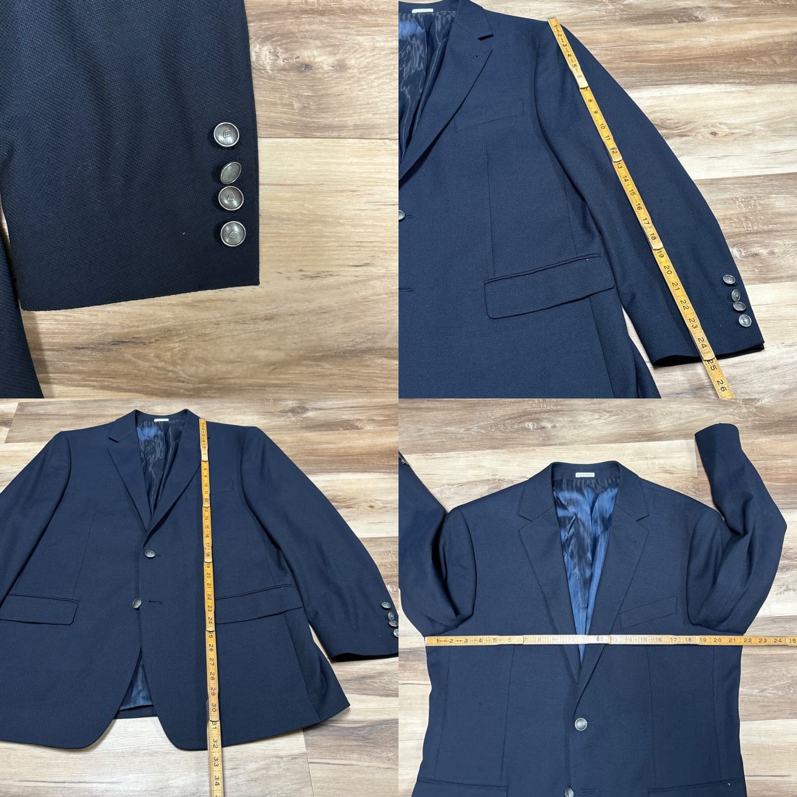 Joseph Abboud Joseph Abboud Blazer Mens 42R Navy Blue Knit Wool 2 Button Sport Coat Size 42R - 8 Thumbnail