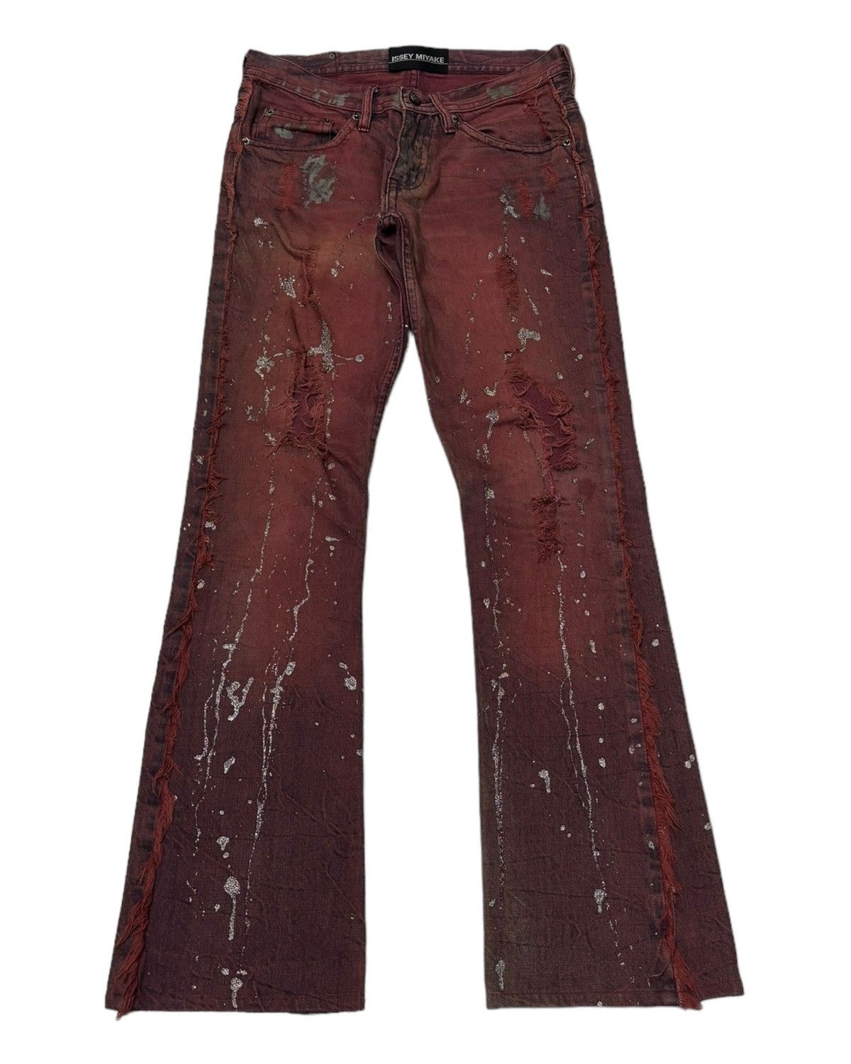 Issey Miyake × Japanese Brand ISSEY MIYAKE PAINTER SPLASH FLARED DENIM JEANS LOW RISE Size US 29 - 1 Thumbnail