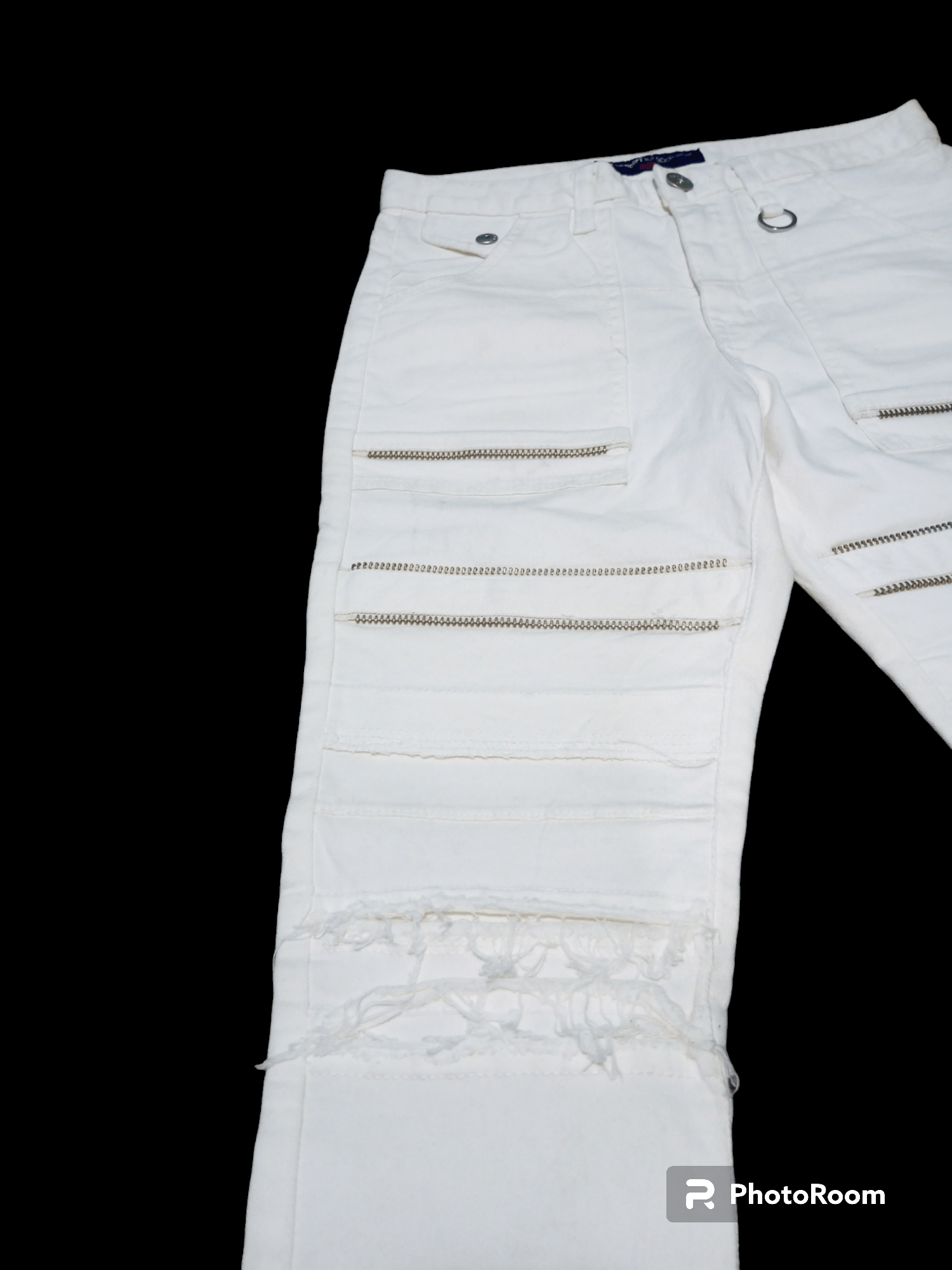 Hysteric Glamour Vintage ILDF Multi zipper distressed white denim jeans Size US 29 - 3 Thumbnail