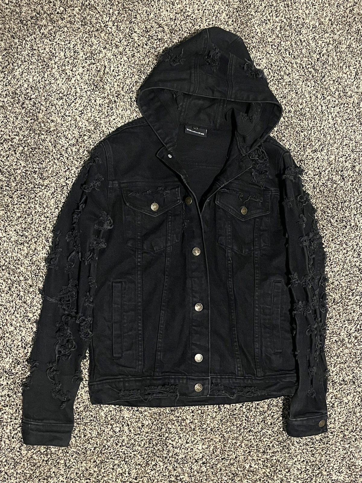 Other Black distressed denim jacket Size US S / EU 44-46 / 1 - 1 Thumbnail