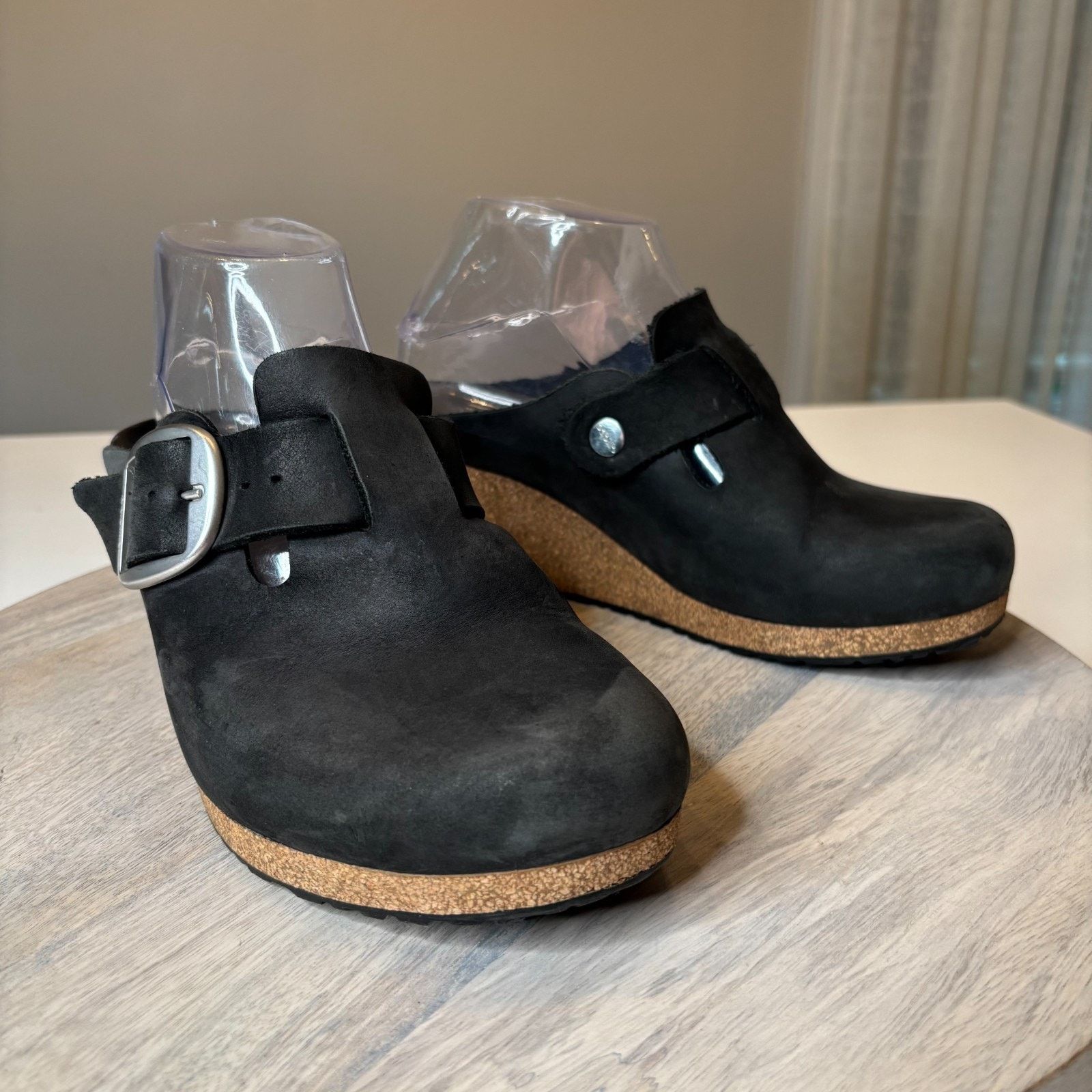 Birkenstock PapilliovMary Black Suede Leather Wedge Clogs 39 US Size 8 Size US 8 / IT 38 - 1 Thumbnail