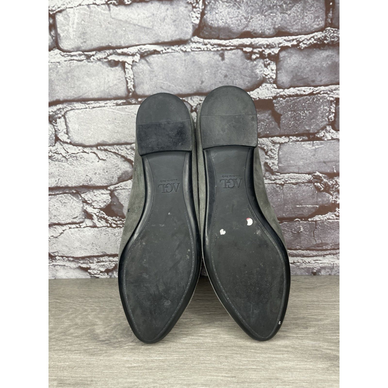 AGLINI AGL Grommet Gray Suede Leather Studded Pointed Toe Flats Wom Size US 7.5 / IT 37.5 - 9 Thumbnail