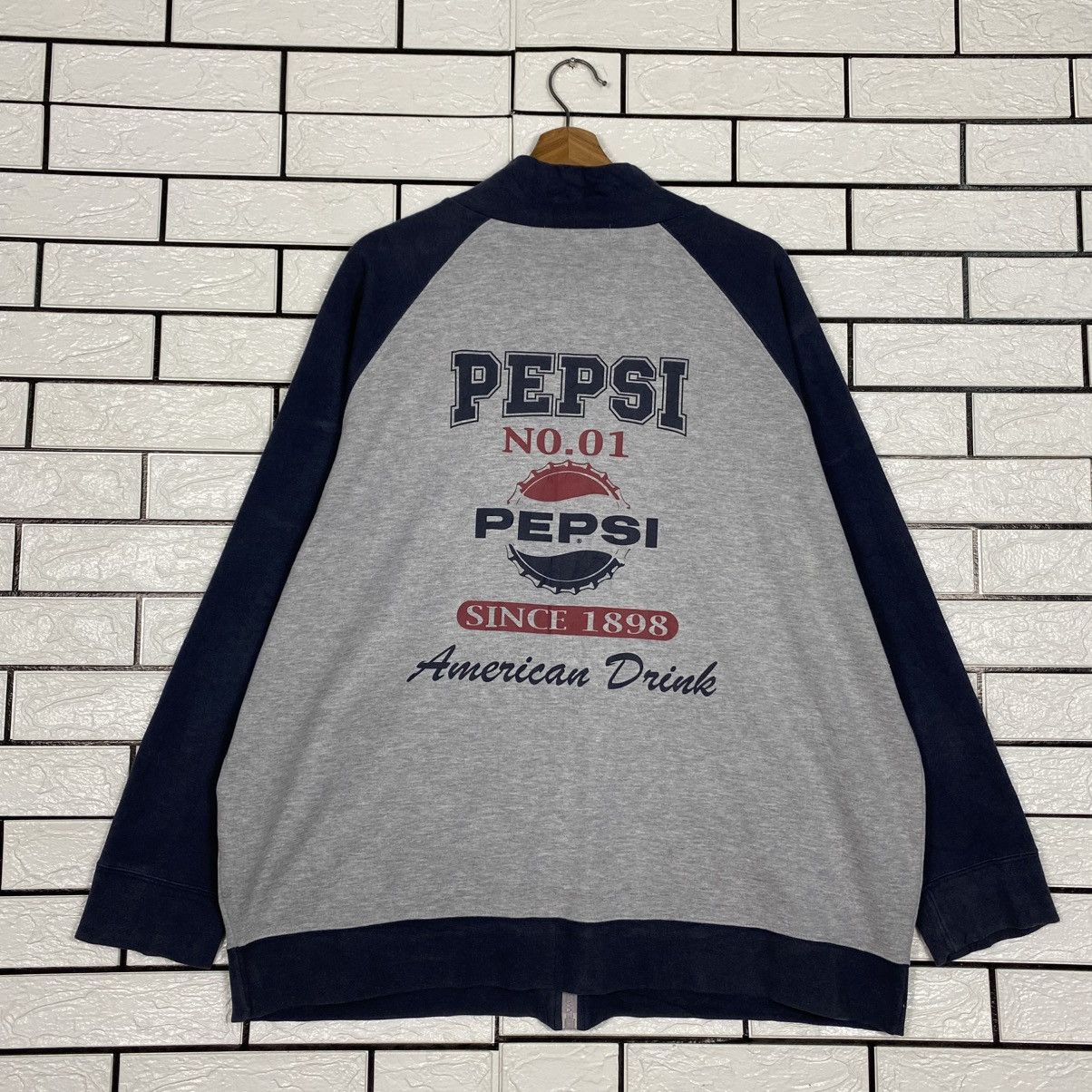 Japanese Brand 📌Vintage Zipper Sweater Pepsi Big Logo Size US L / EU 52-54 / 3 - 9 Thumbnail