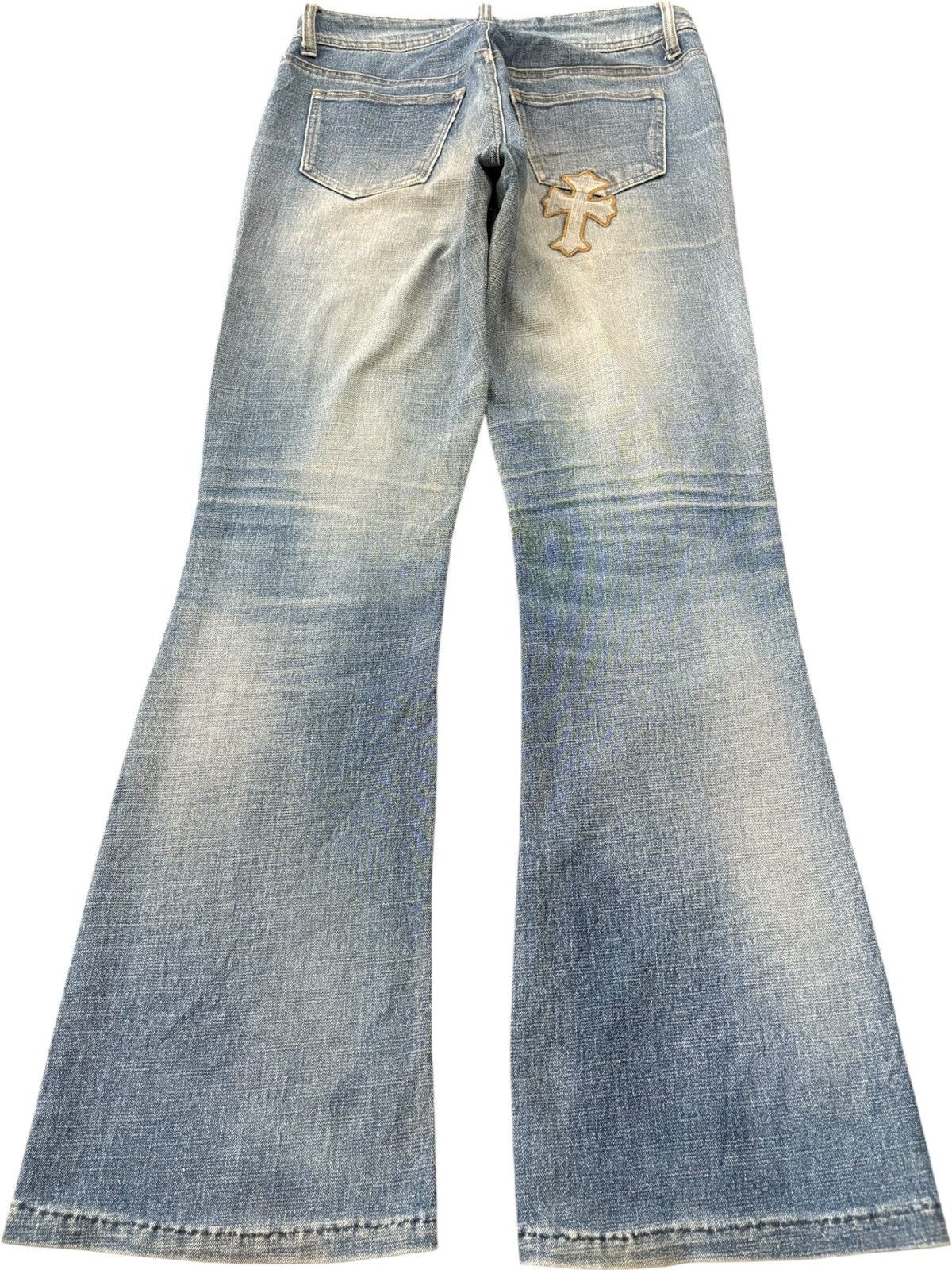 Japanese Brand Vintage Japanese Brand Cross Patches Baker Style Flare Jeans Size 29" - 2 Thumbnail