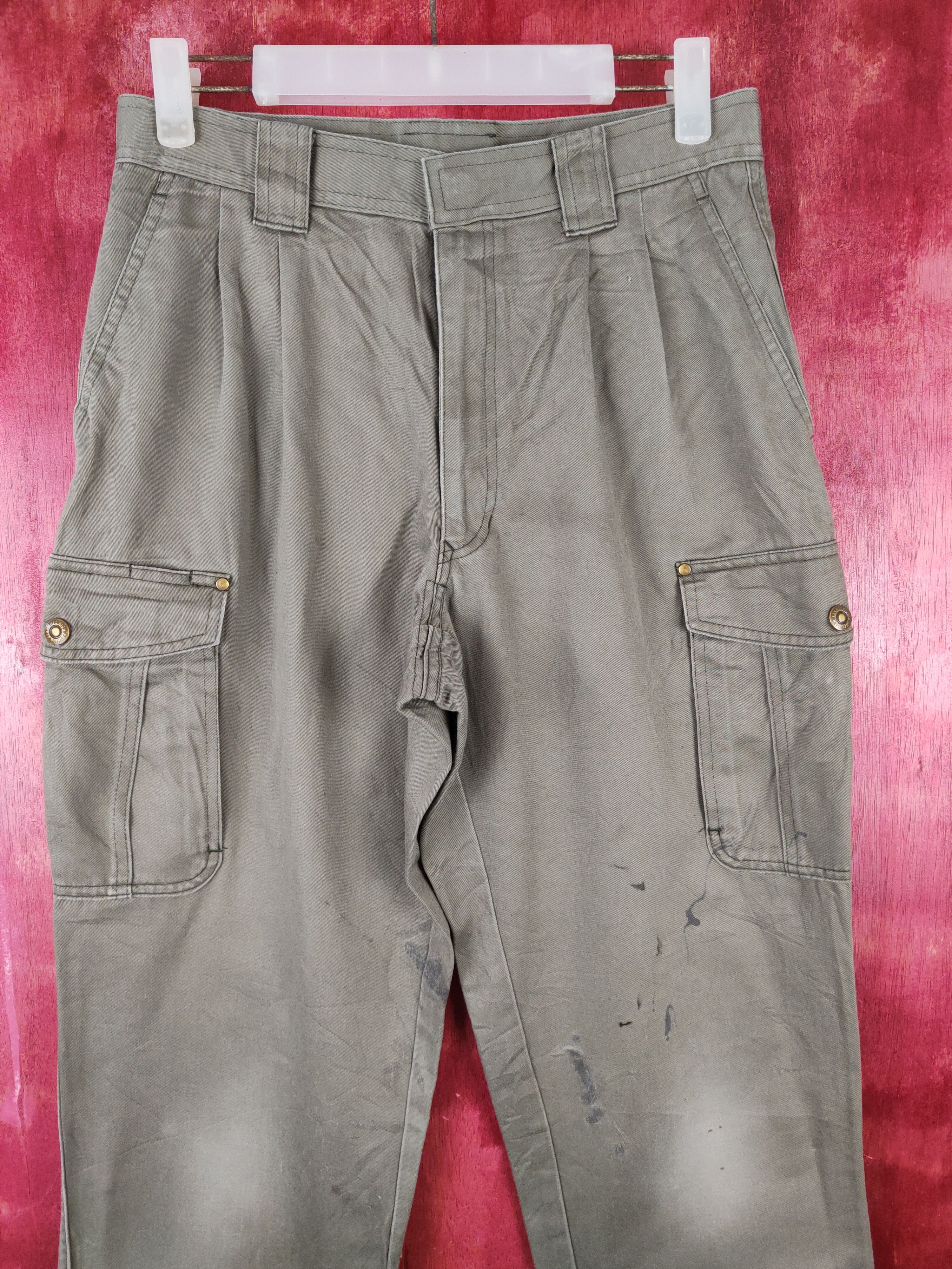 Japanese Brand Ahead Worker Olive Multipocket Tactical Cargo Pants #S1275 Size US 29 - 2 Thumbnail