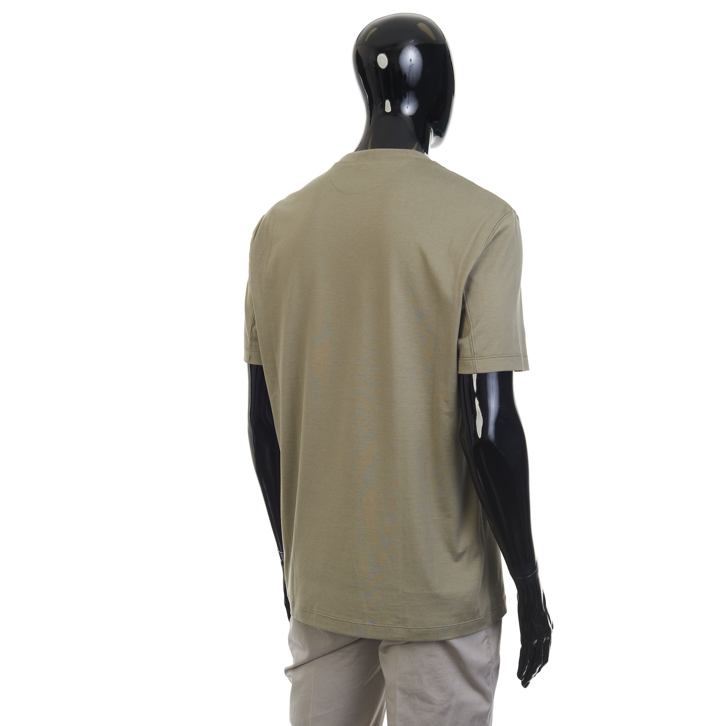 Brunello Cucinelli Khaki Cotton Jersey Crew neck Tshirt With Chestpocket Size US L / EU 52-54 / 3 - 6 Thumbnail