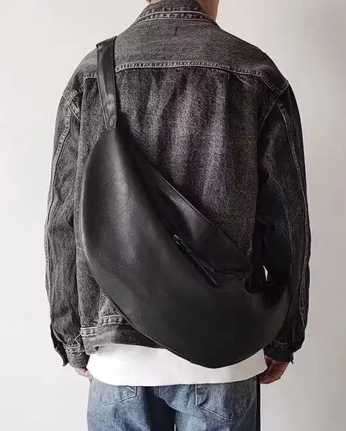 Utility Grunge Oversized Fanny Pack Large Sling Bag Belt Bag in Black, Men's