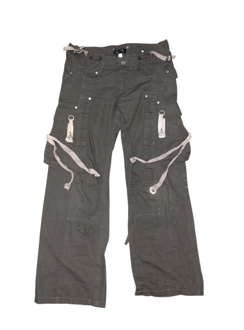 Japanese Brand Y2K Cargo Pants with Straps – Dark Grey Utility Streetwear Size US 31 - 1 Thumbnail