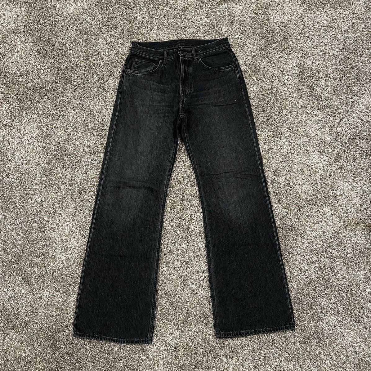 Pre-owned Acne Studios 2021m Wide Leg Flare Jeans Denim Vintage Black