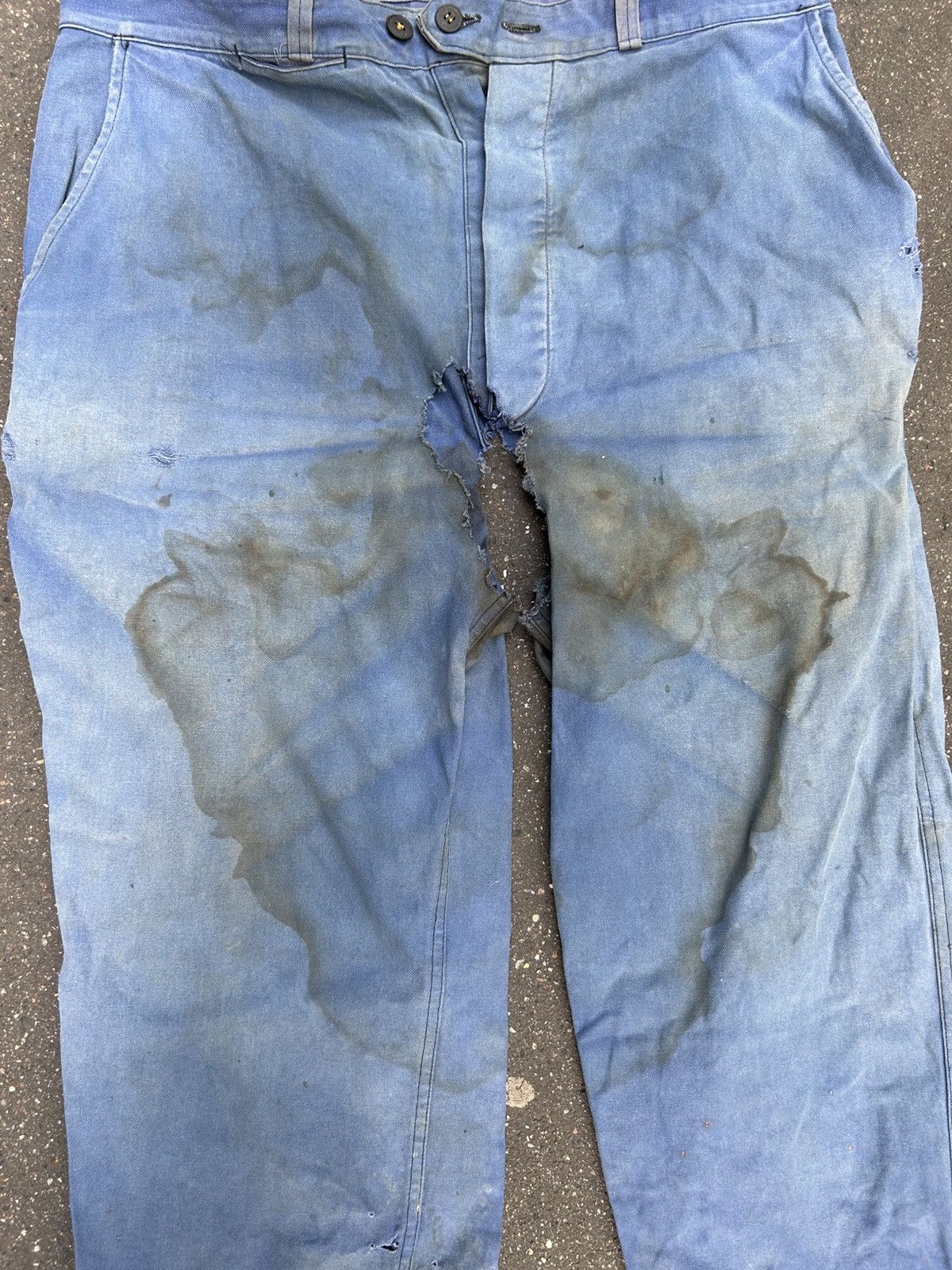 Other Old blue work trousers with holes, crotch Size US 33 - 3 Thumbnail