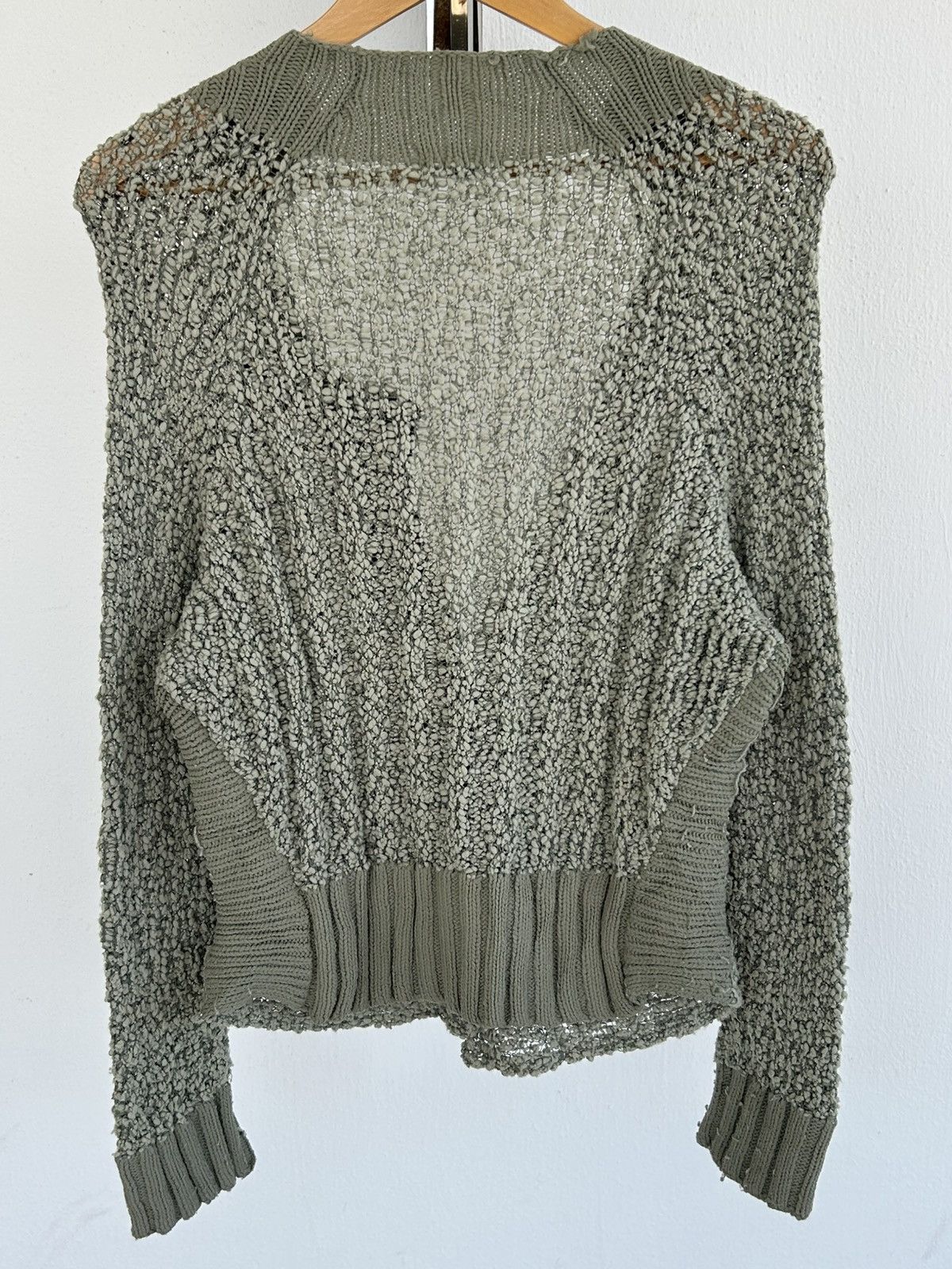 Hiroko Koshino Homme Hiroko Bis textured olive green knit cardigan Size M / US 6-8 / IT 42-44 - 2 Thumbnail