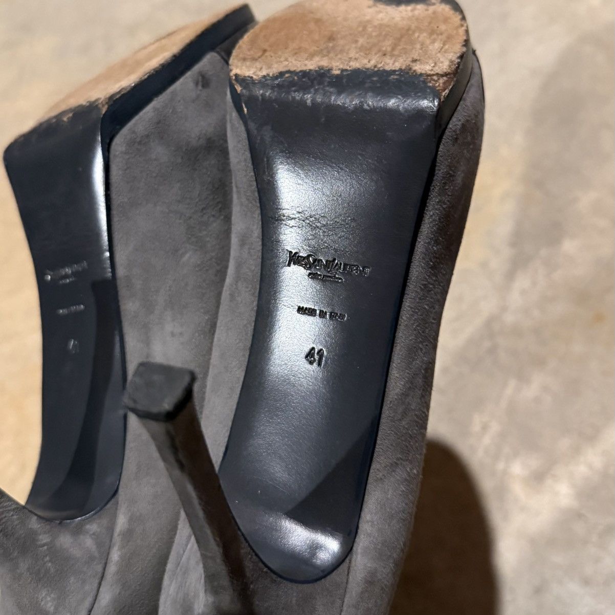 Yves Saint Laurent YSL Saint Laurent Tribtoo Patent Leather Suede Platform Pump Size US 11 / IT 41 - 11 Thumbnail