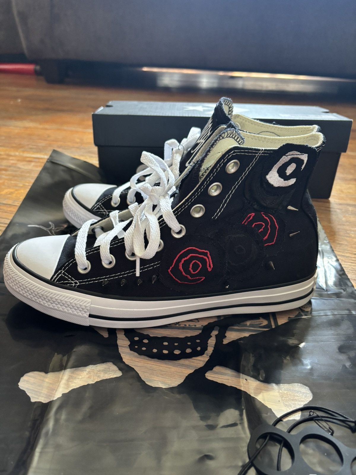 Revenge Revenge Actual Hate Converse Eye Patchwork Studded High-Top Size US 7 / EU 40 - 5 Thumbnail