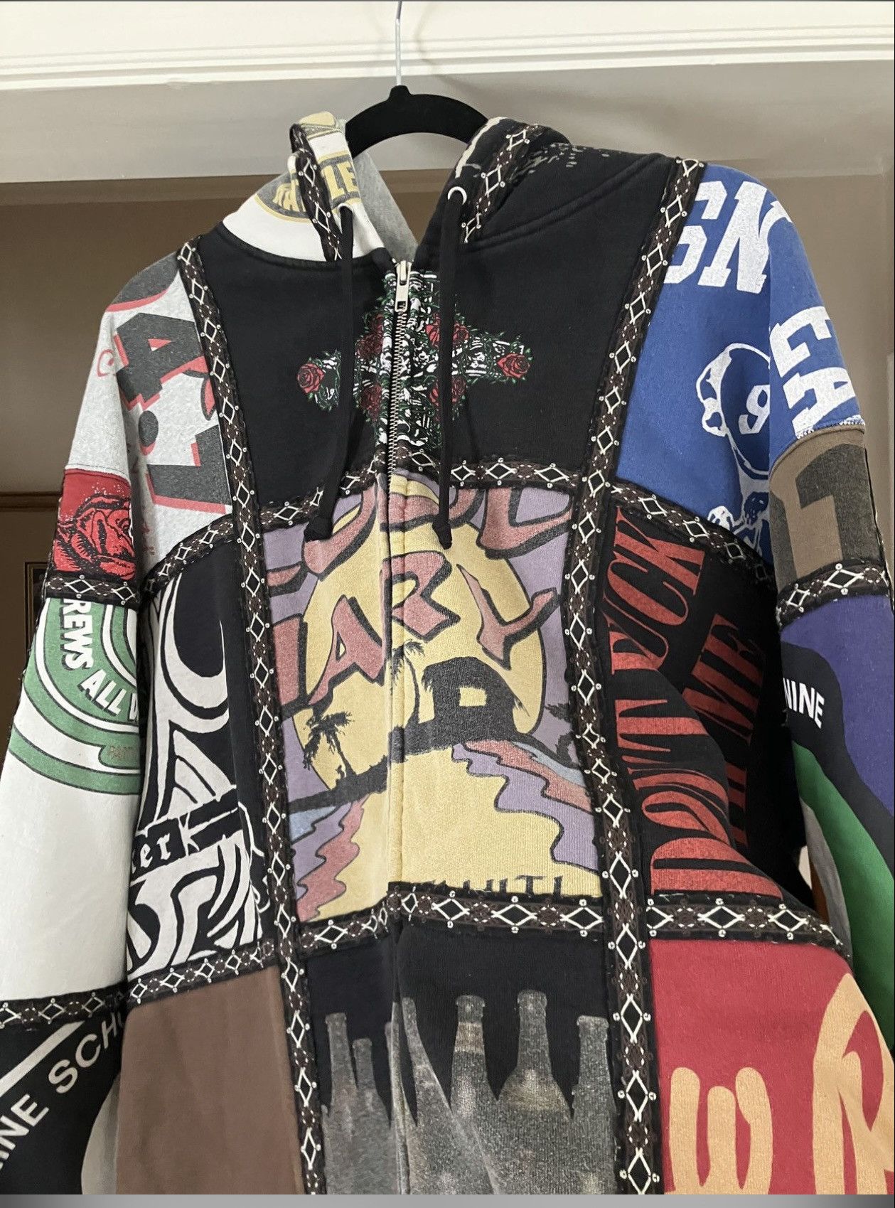 Number (N)ine × Supreme FW25 Supreme / Number (N)ine Patchwork Hooded Sweatshirt Size US XL / EU 56 / 4 - 2 Thumbnail