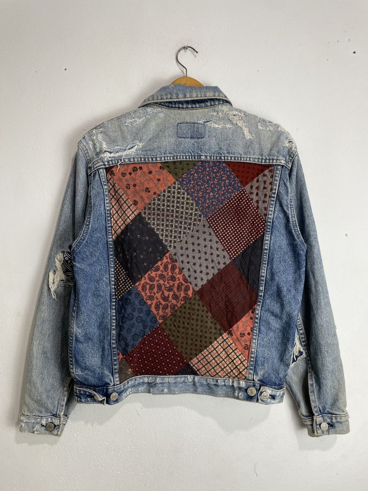 Levi's Vintage Distressed Levis Patchwork Trucker Jacket orange tab Size US M / EU 48-50 / 2 - 2 Thumbnail