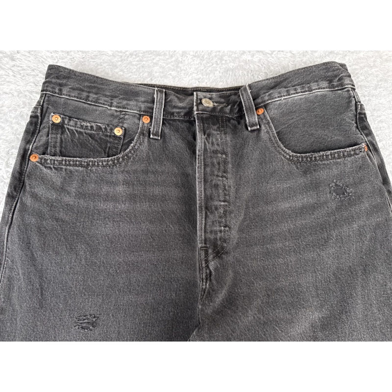 Levi's Levis Jeans Women 31 Black Denim Distressed 501 S Skinny Premium 31x28 Jeans Women Distressed 501XX 5-Pocket Denim Slim Modern Black Adult Womens Size 24" / US 00 / IT 34 - 4 Thumbnail