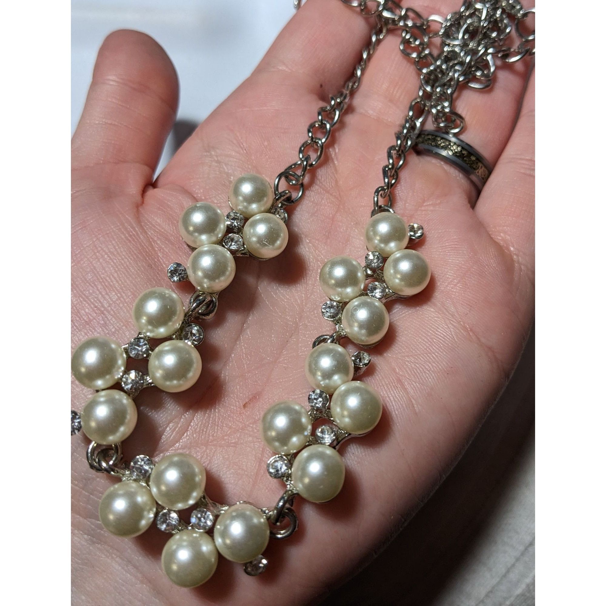 Other Rhinestone Pearl Cluster Bridal Necklace Size ONE SIZE - 5 Thumbnail