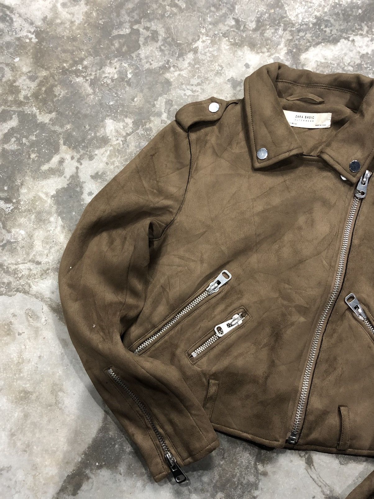 Leather × Zara Zara double collar suede leather jacket Size S / US 4 / IT 40 - 3 Thumbnail
