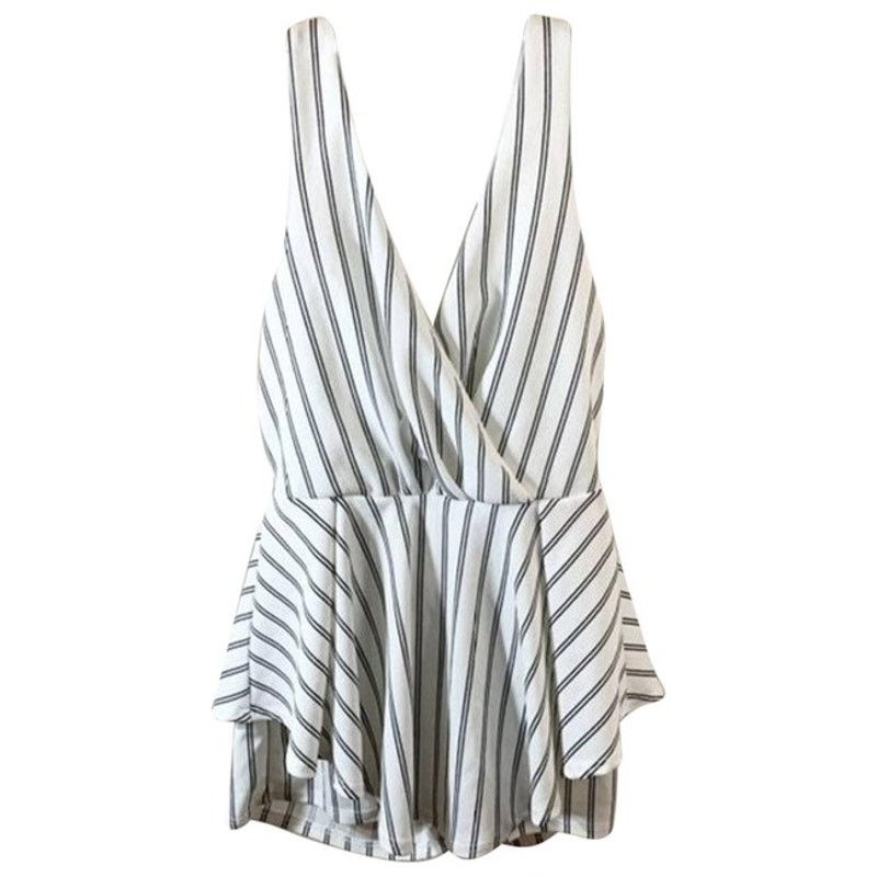 Other Cute white Striped Sleeveless jumpsuite size M Size 27" / US 4 / IT 40 - 1 Thumbnail