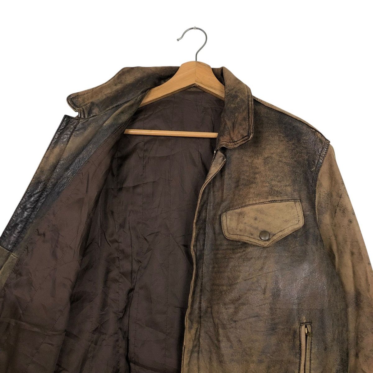 Japanese Brand 🔥VINTAGE FLY BOMBER LEATHER JACKET ROBO MILANO ISSEY MIYAKE Size US M / EU 48-50 / 2 - 14 Thumbnail