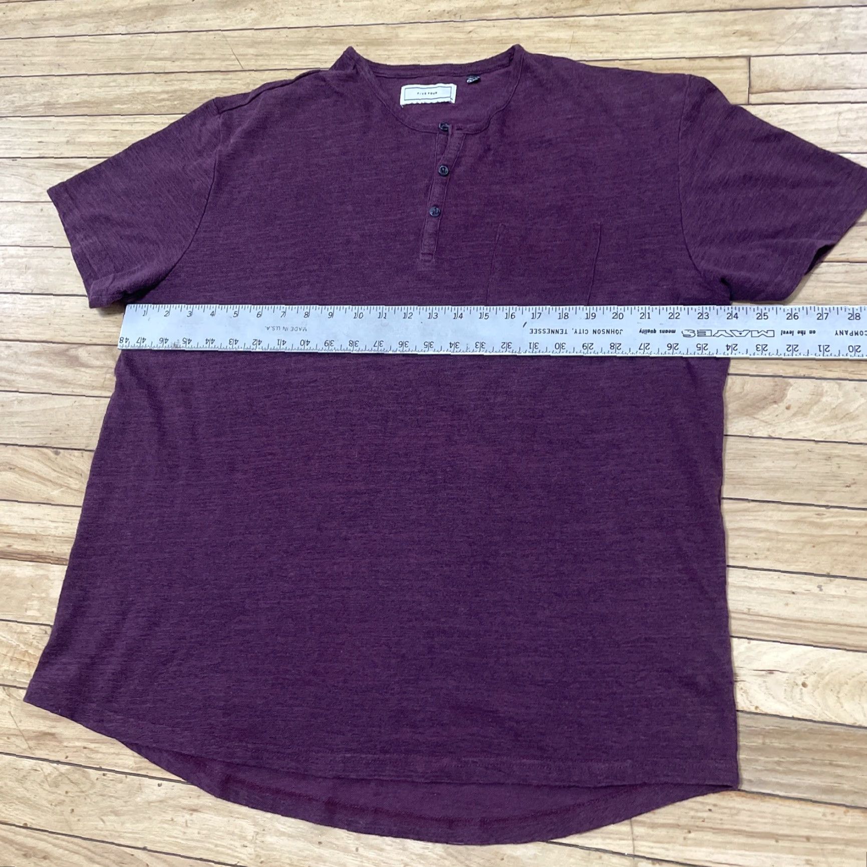 Vintage Five Four Henley Shirt Men XL Burgundy Red Textured Terry Dark Dressy Mature Shirt Size US XL / EU 56 / 4 - 6 Thumbnail