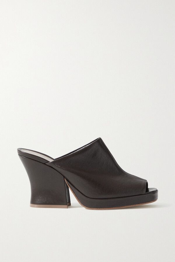 Bottega Veneta o1mle0325 Stack Wedge Mules in Brown Size US 6 / IT 36 - 1 Thumbnail