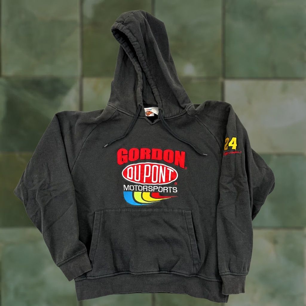 NASCAR VINTAGE Jeff Gordon Sweatshirt Hoodie Adult Medium Black Nascar 90s Sport Dupont Logo Graphic Print 90s Mens Hoodie Size US M / EU 48-50 / 2 - 1 Thumbnail