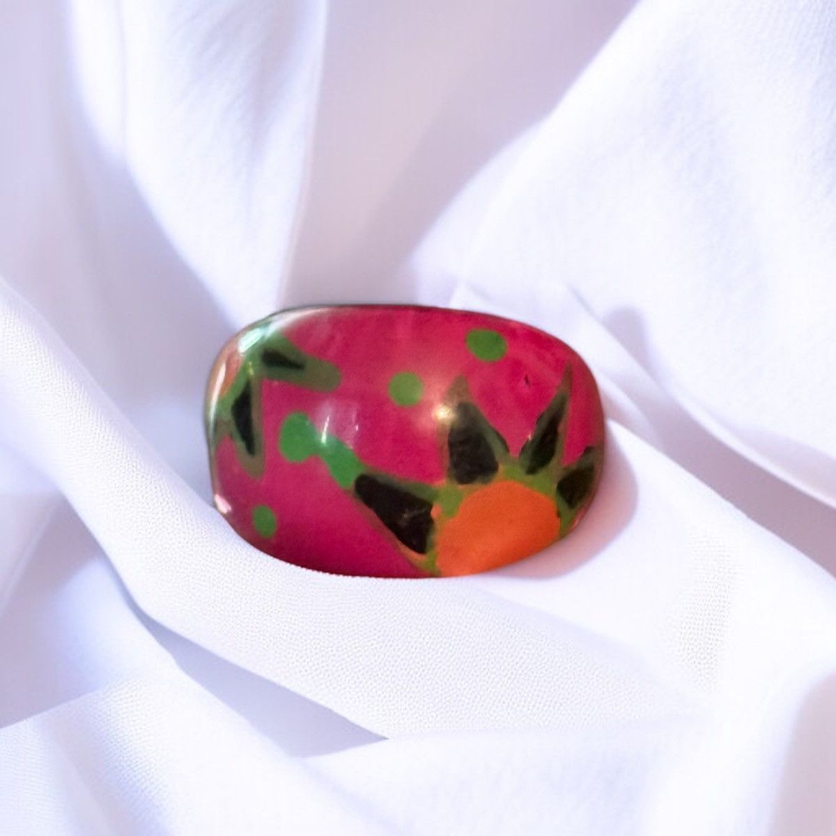 Vintage Vintage pink acrylic sun print dome ring Size ONE SIZE - 1 Thumbnail