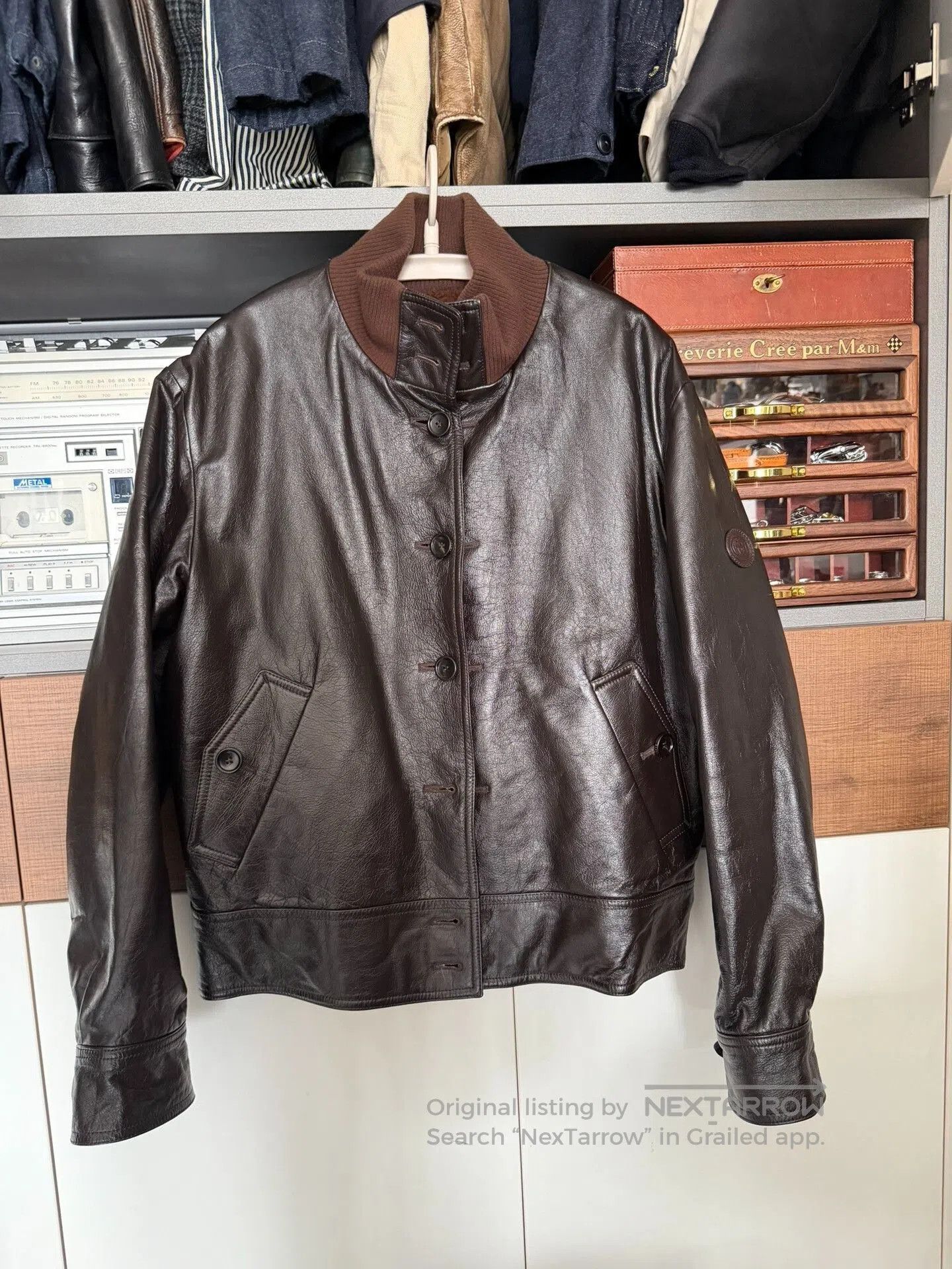 Gucci gucci leather and wool jacket in brown. Size US L / EU 52-54 / 3 - 1 Thumbnail