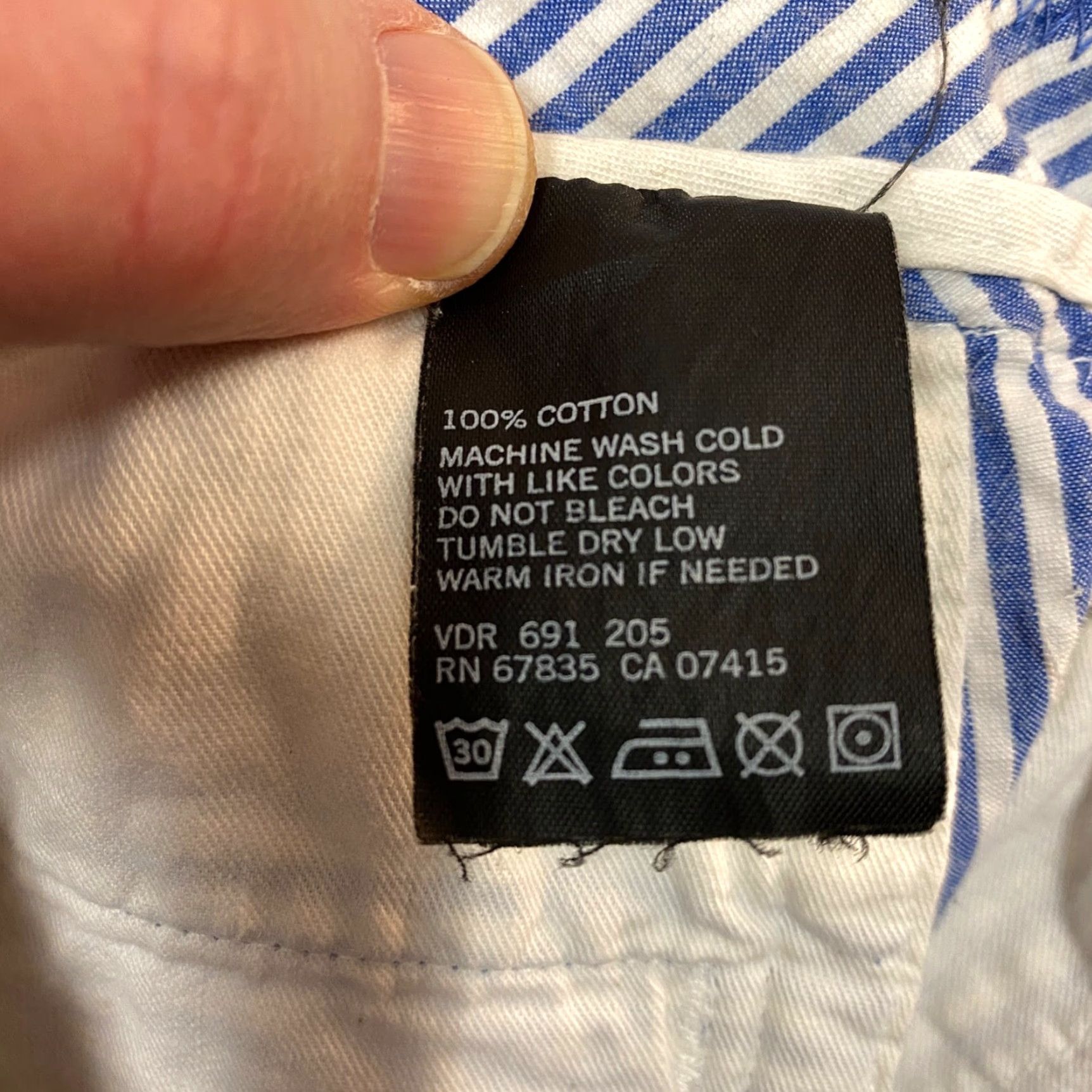 Nautica Nautica Shorts Mens 34 Seersucker Chino Classic Fit Blue Striped 9" Clipper Size US 34 / EU 50 - 4 Thumbnail