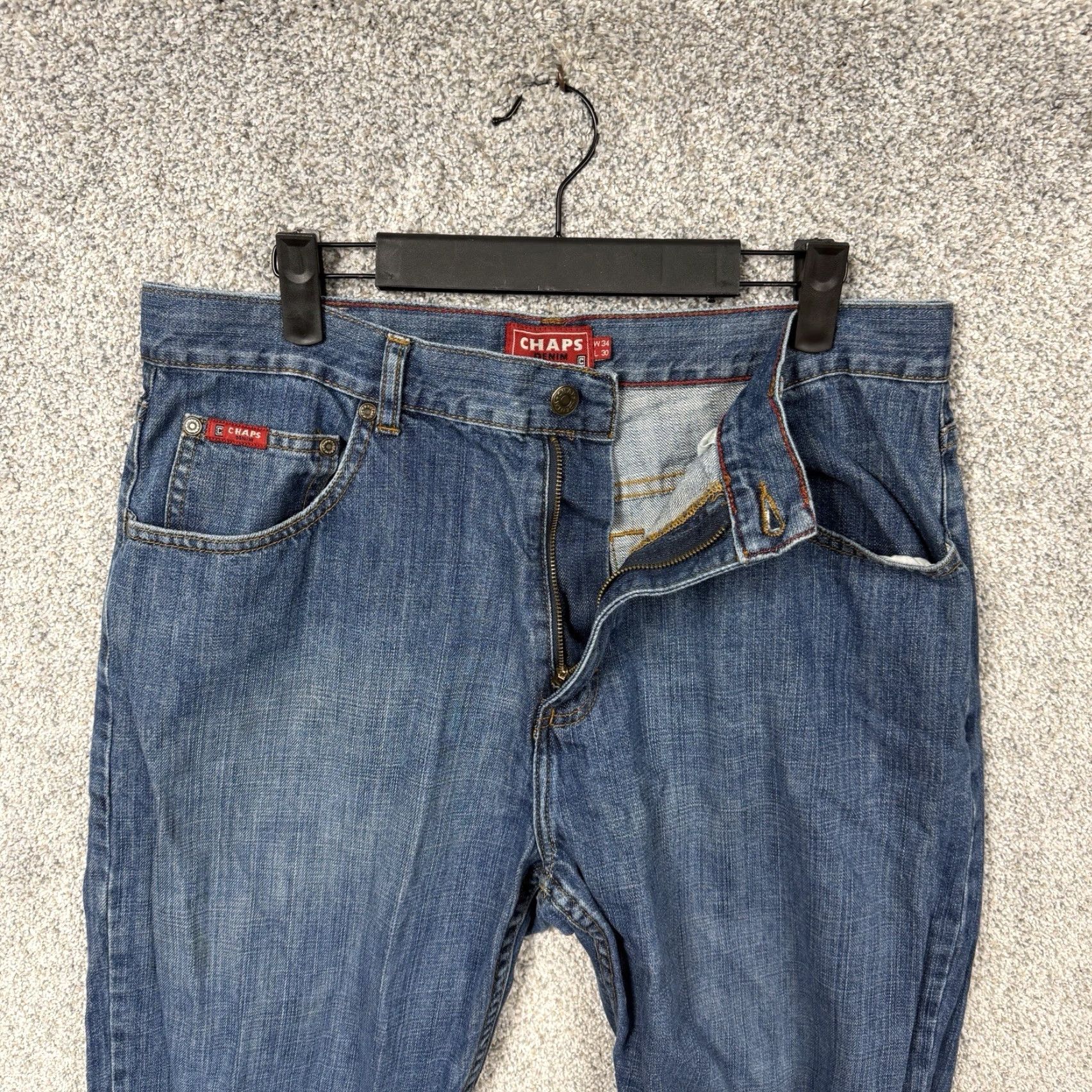 Chaps VINTAGE Chaps Jeans Denim Dark Wash 90s Retro Straight Leg 33x28 Men Blue True American Brand Jeans Size US 33 - 6 Thumbnail