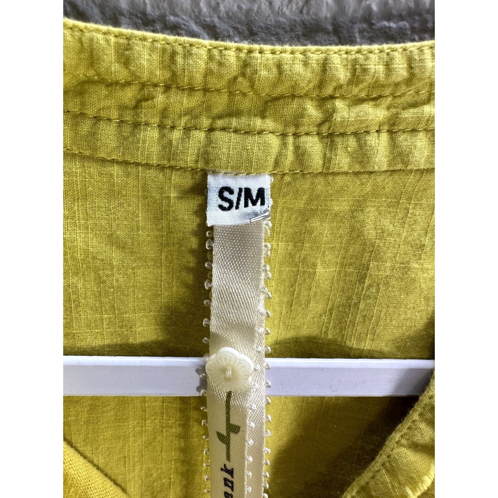 Vintage Uncle Frank Mustard Yellow Oversized Shirt Blouse Top Relaxed Cotton Sz S/M Womens Short Sleeve V-Neck Size S / US 4 / IT 40 - 6 Thumbnail