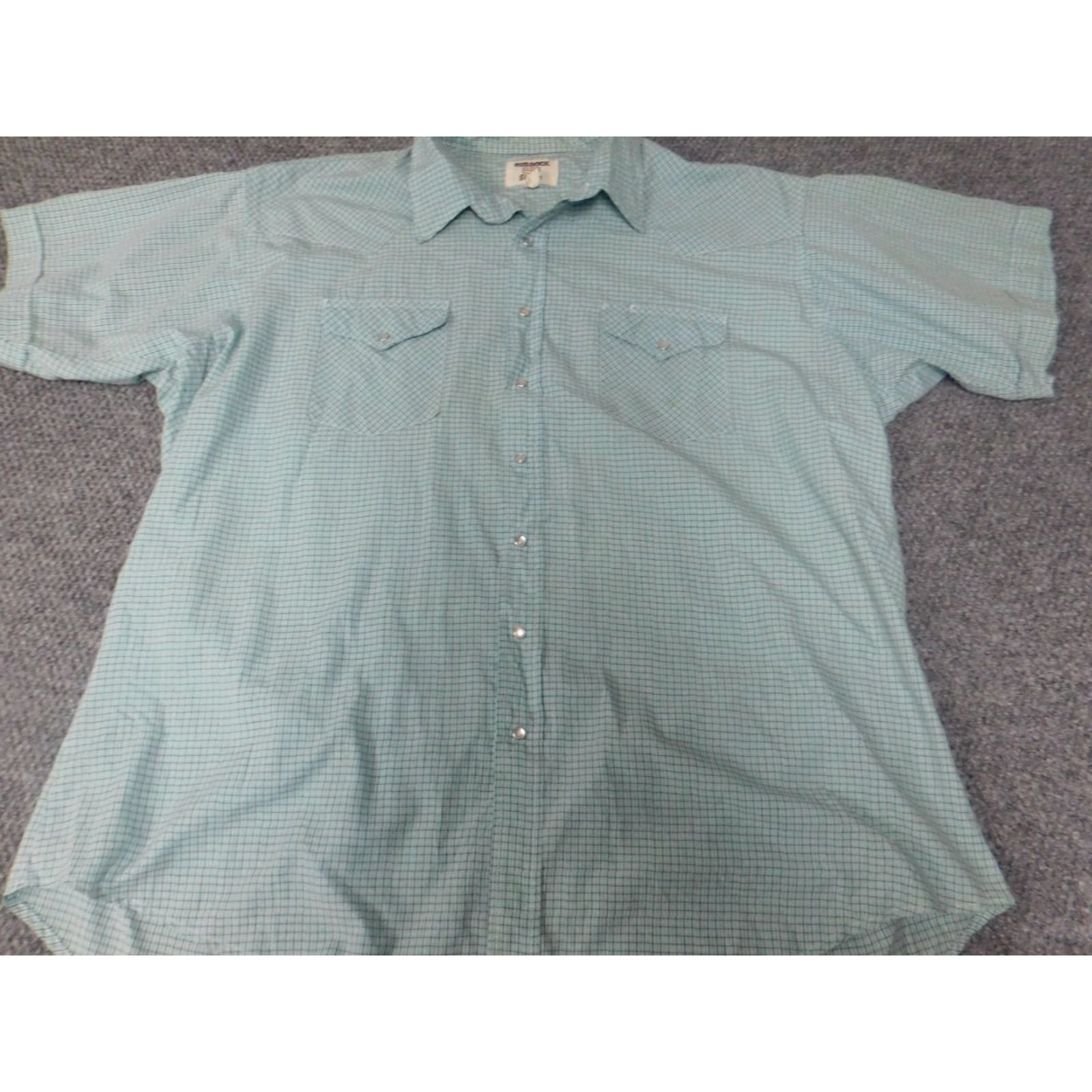Vintage Ruddock Shirt Mens 39 Blue Plaid Western Snap Vintage Button-Up Short Sleeve Silk Knit Collared Logo Graphic Print Size US L / EU 52-54 / 3 - 2 Thumbnail