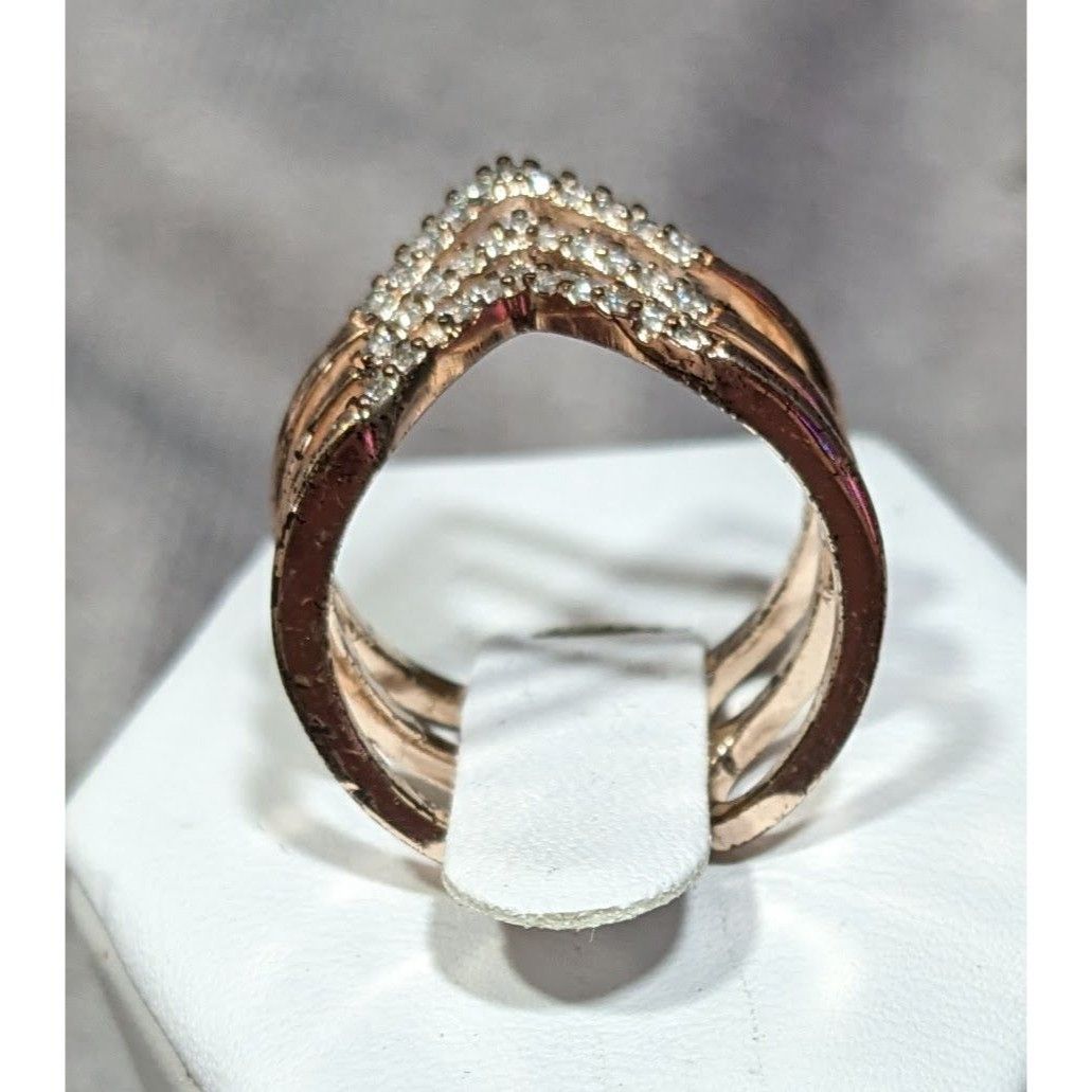 Other Elegant Glam Triple Chevron Gold Tone Rhinestone Ring Size ONE SIZE - 7 Thumbnail