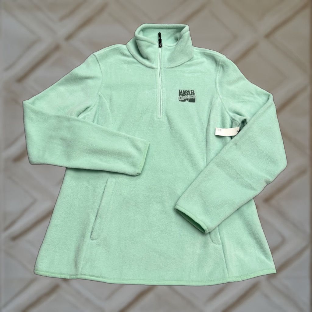 Vintage Amazon Essential Marvel Comics Fleece Jacket Women Medium Mint Green 1/2 Zip NWT Size M / US 6-8 / IT 42-44 - 1 Thumbnail