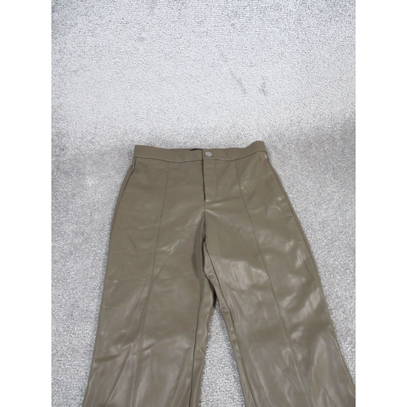 Zara VINTAGE Zara Women's Pants Skinny Ankle Zip Faux Leather Medium Brown 90s Casual Womens Size 32" / US 10 / IT 46 - 4 Thumbnail