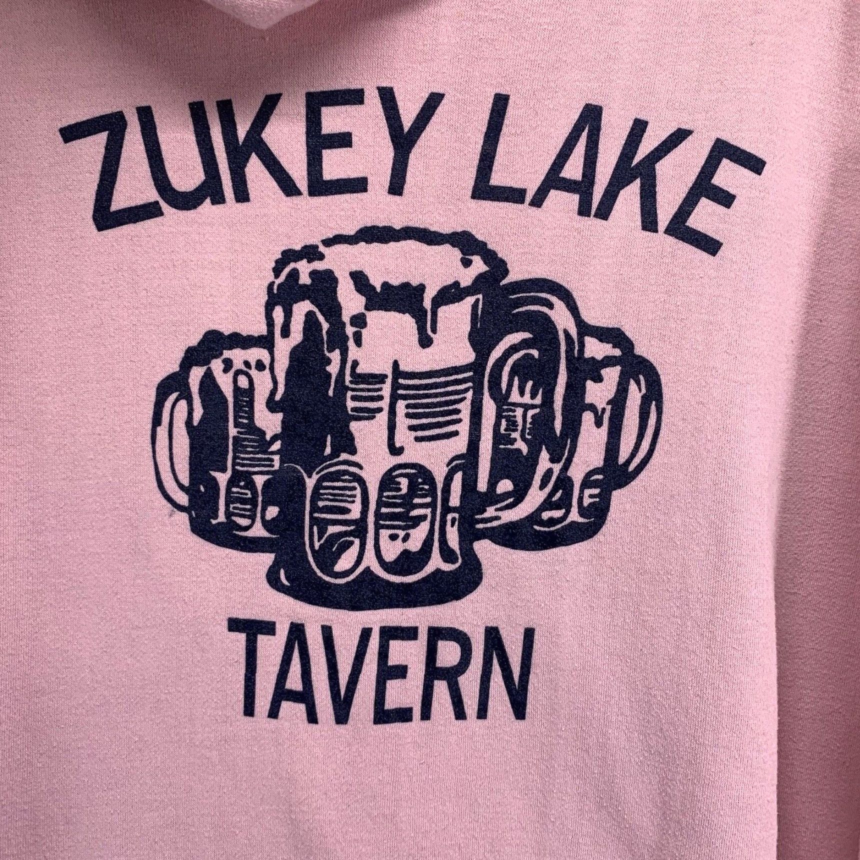 VIBE VIBES Brand Hoodie Mens Size Medium Pink Beer Drinking Graphic Print Pullover Casual Sportswear Size US M / EU 48-50 / 2 - 2 Thumbnail