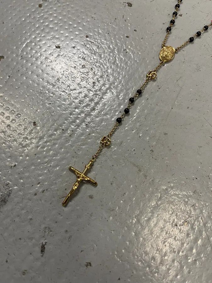 Dolce & Gabbana Dolce & Gabbana Cross Black & Gold Rosary Necklace Size ONE SIZE - 3 Thumbnail