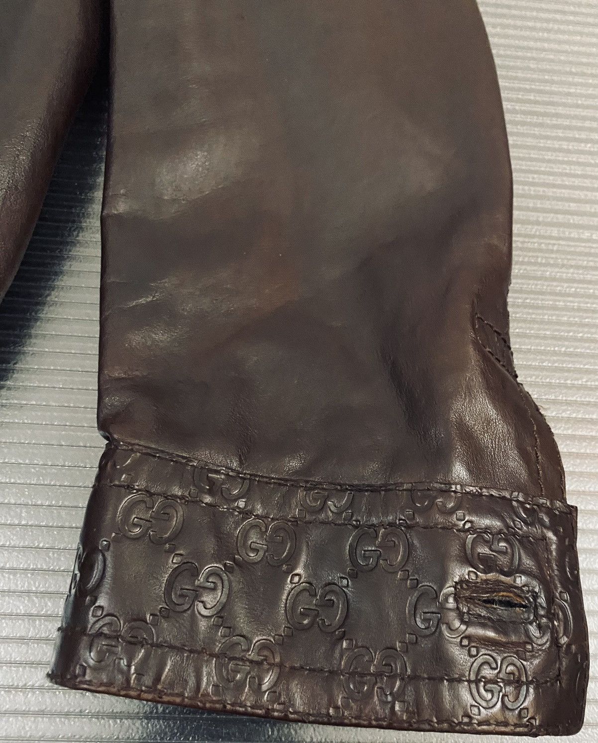 Gucci Gucci x Tom Ford 🇮🇹 Mocha Leather GG Allover Bomber Jacket 52 Size US L / EU 52-54 / 3 - 11 Thumbnail
