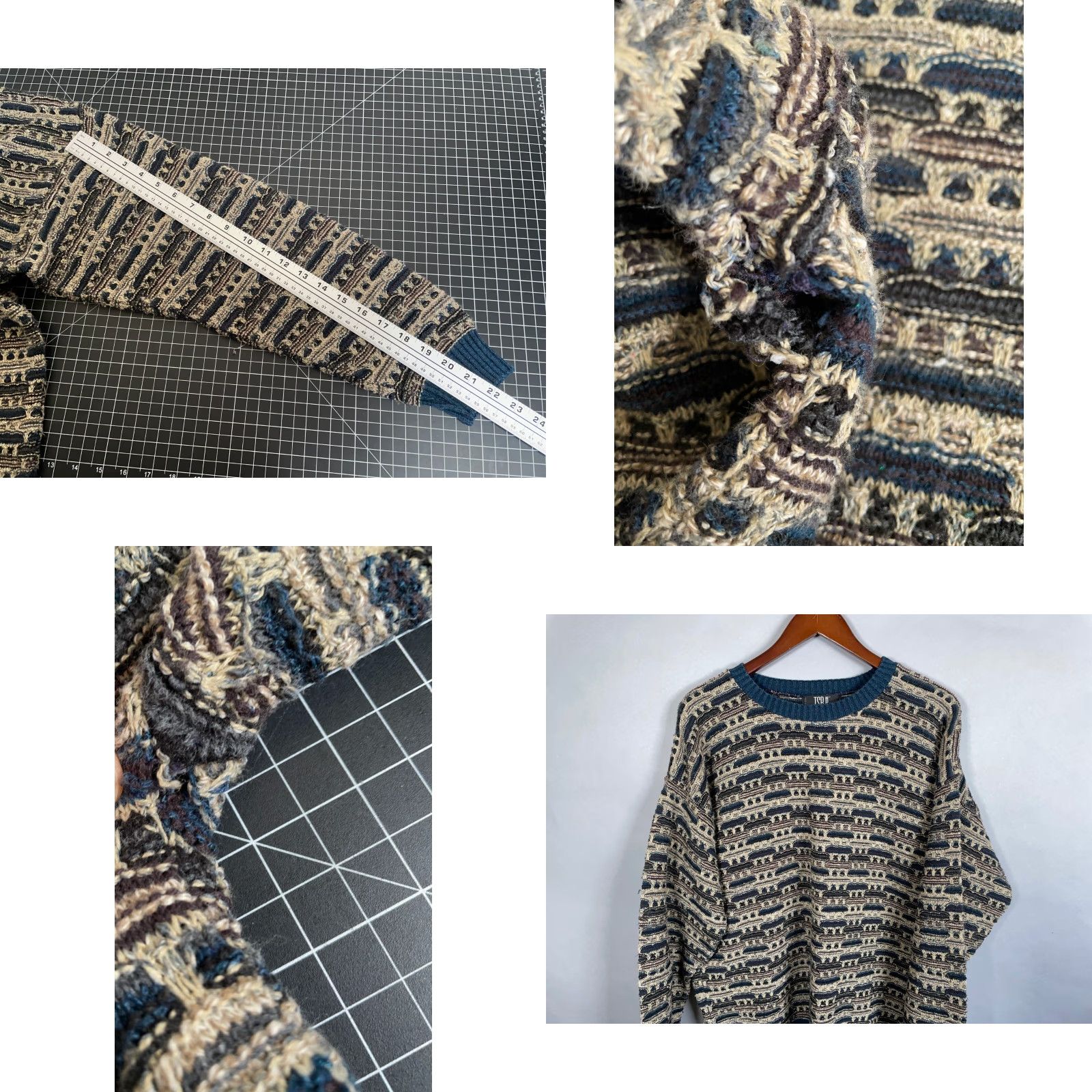 Coogi Vintage TSR Coogi Style Textured Sweater Adult Large Brown Blue USA Made Knit Size US L / EU 52-54 / 3 - 8 Thumbnail