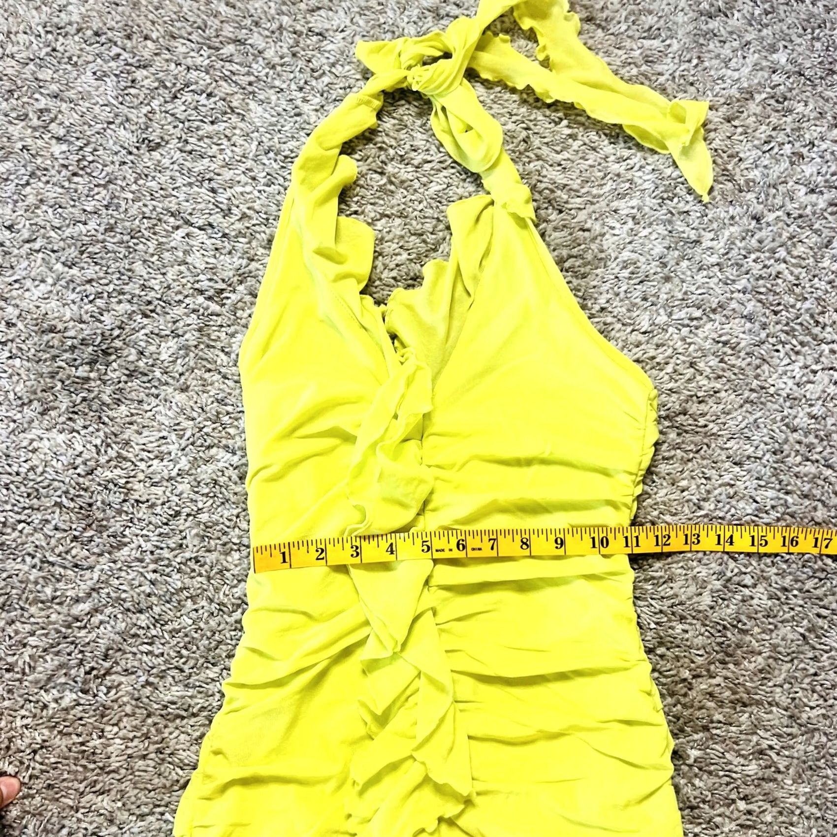 Shein Shein Ruffle Halter Backless Mini Bodycon Yellow Womens S Dress Size S / US 4 / IT 40 - 2 Thumbnail