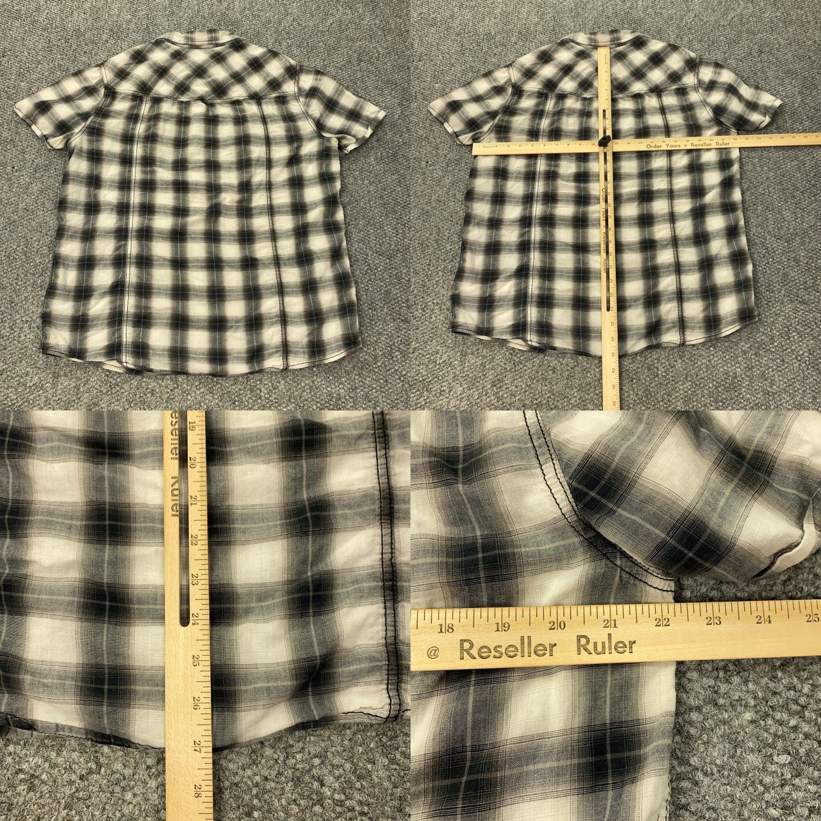 CO Vintage Roebuck & Co Shirt Mens L Gray Plaid Pearl Snap Cowboy Western Rodeo Size US L / EU 52-54 / 3 - 8 Thumbnail