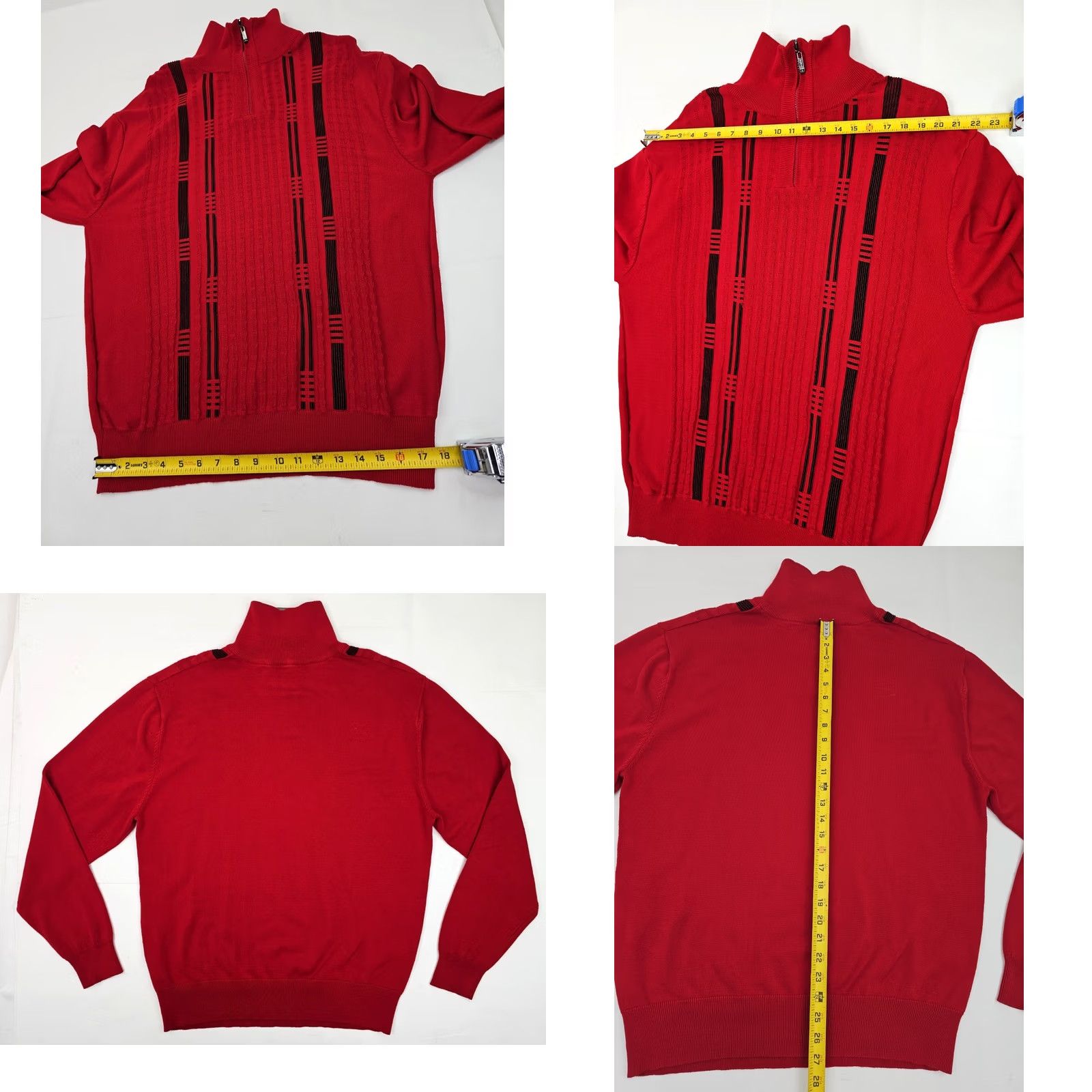 Vintage Bagazio 1/4 Zip Knit Sweater Men XXL – Red & Black – Acrylic Ribbed Panel – Vintage: No – Casual Hu/H Hip Hop Size US XXL / EU 58 / 5 - 8 Thumbnail