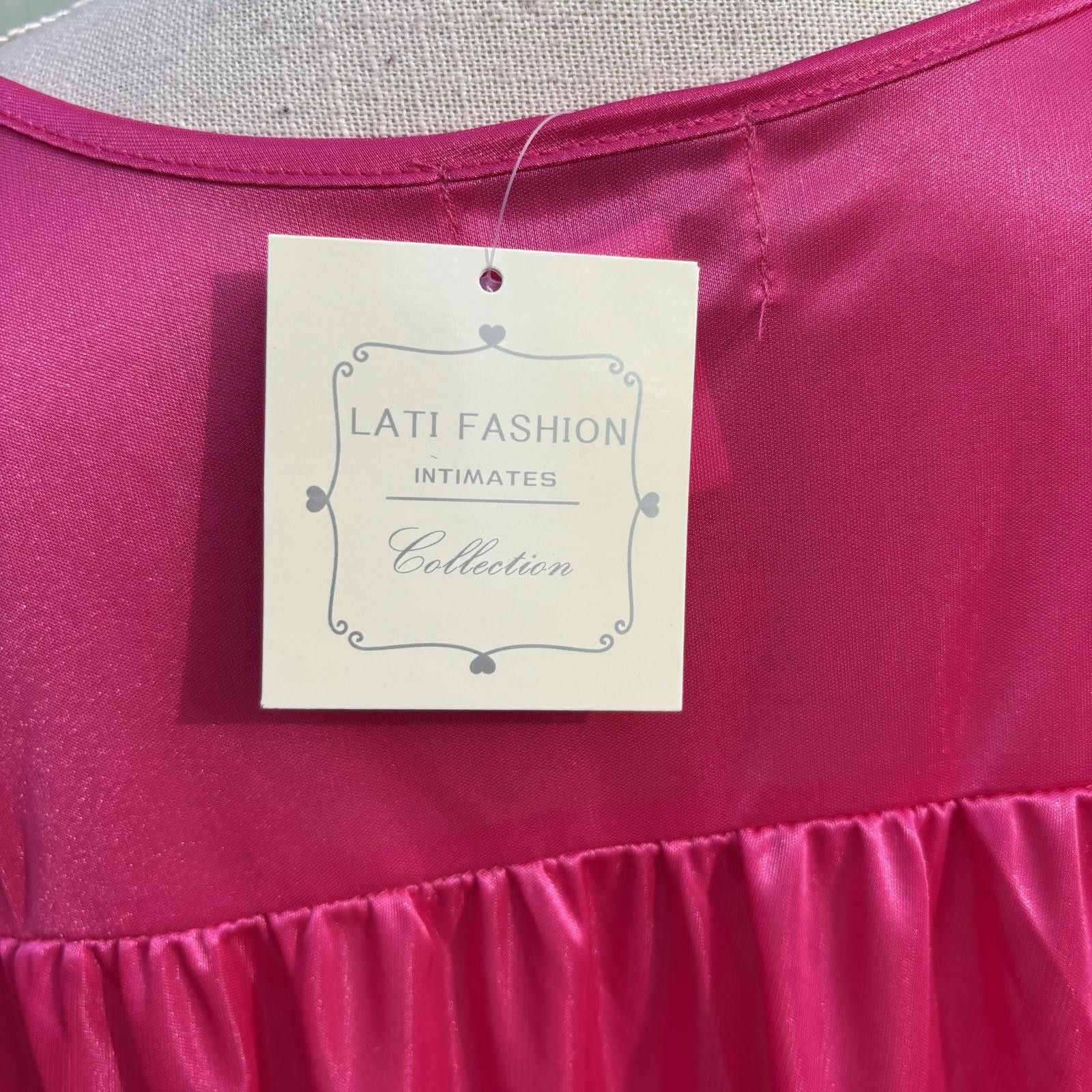 Other Vtg 90s Lati Fashions hot pink nightgown sz XL Size ONE SIZE - 5 Thumbnail