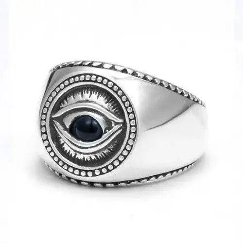 Jewelry Silver Eye Ring Size 7 8 9 10 Size ONE SIZE - 1 Thumbnail