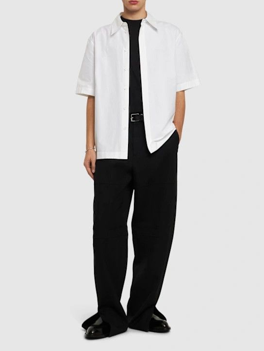 Jil Sander o1lsvrm0425 Short Sleeve Cotton Shirt in Optic White Size US M / EU 48-50 / 2 - 4 Thumbnail