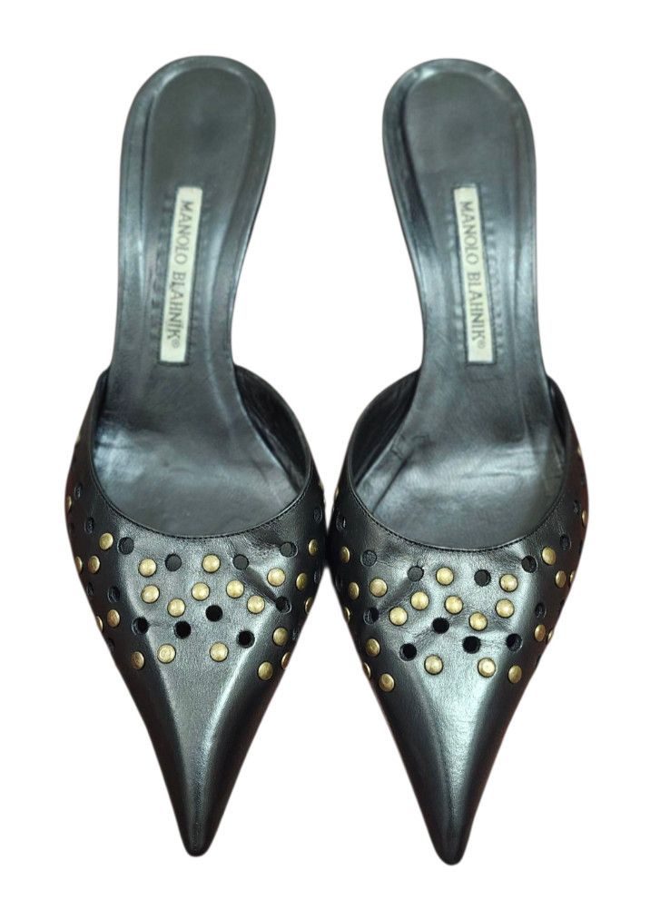 Manolo Blahnik Manolo Blahnik Leather Lasercut Accents Mules Women's Size US 10 / IT 40 - 3 Thumbnail
