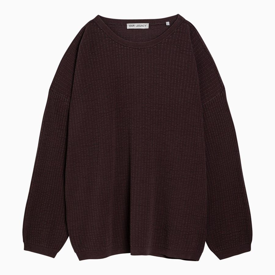 image of Our Legacy O1D2Blof0524 Crewneck Jumper In Burgundy, Men's (Size Large)